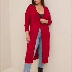 🆕️❤️4X RED LONGLINE CARDIGAN - BUTTON FRONT SWEATER❤️